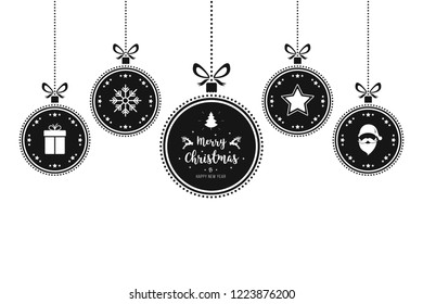 Christmas wishes ornaments baubles hanging isolated white background