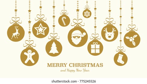 Christmas wishes with ornaments. Vector.