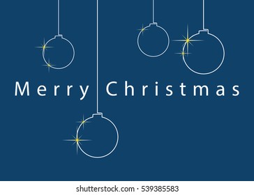 Christmas wishes - standard usa greeting card, 5 x 7 inches. Four simple white Christmas baubles with text on a blue background.