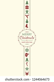 Christmas wishes with vintage ornaments. Vector.