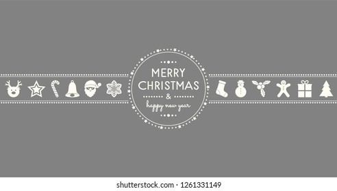 Christmas wishes with vintage ornaments. Vector.
