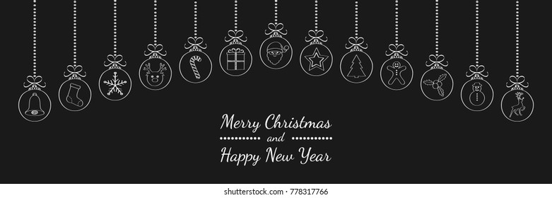 Christmas wishes wit decorations. Vector.