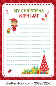 Christmas Wishlist Template. Vector Illustration