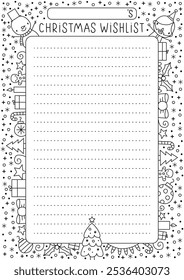 Christmas wishlist vector line drawing illustration