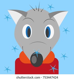 Christmas wolf drawing by hand sketch style 