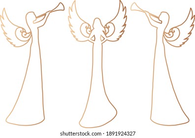 Christmas woman- angel silhouettes outline