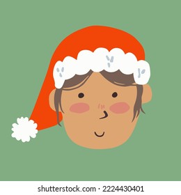 Christmas woman elf on the green background