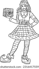 Christmas Woman in Elf Outfit Isolated Adults 