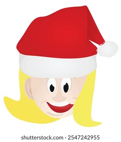 Christmas woman  with santa hat, vector