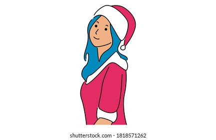 Christmas woman. Vector cartoon illustration