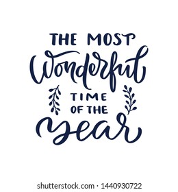 Christmas "Wonderful" hand drawn lettering. Xmas red, lettering. Calligraphy on white background. Composition for banner, postcard, poster design element stories, posts, etc. Vector eps10