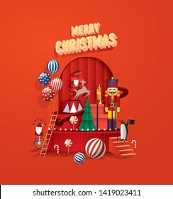 Christmas wonderland greetings template vector/illustration