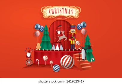 Christmas wonderland greetings template vector/illustration