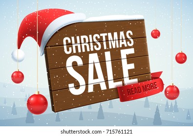 christmas wood banner with balls and red ribbon 2019 2020