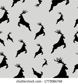 Christmas wooden reindeer seamless pattern background, illustration background. Vector illustration layered for easy manipulation and custom coloring