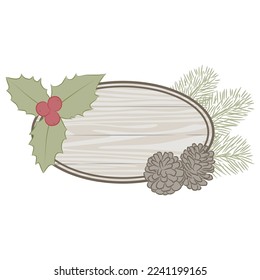 Christmas wooden sign board with botanical decoration