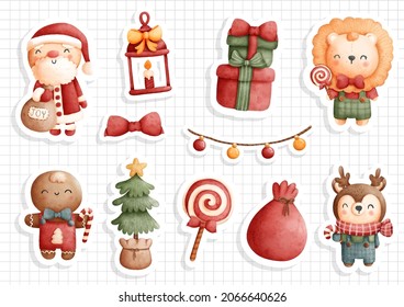 Christmas woodland animal sticker, scrapbook.