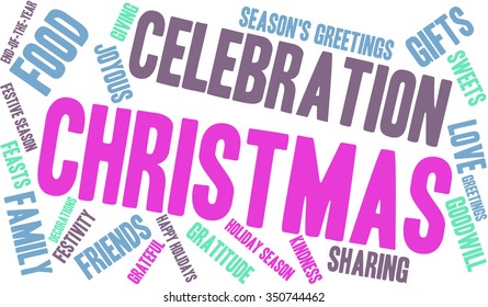 Christmas word cloud on a white background. 