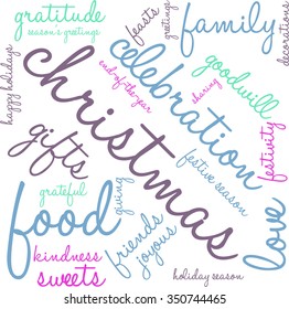 Christmas word cloud on a white background. 