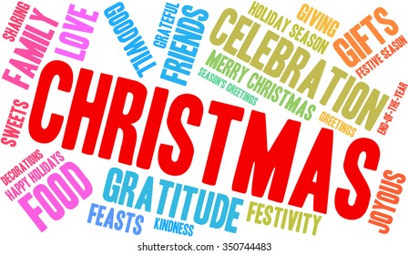 Christmas word cloud on a white background. 