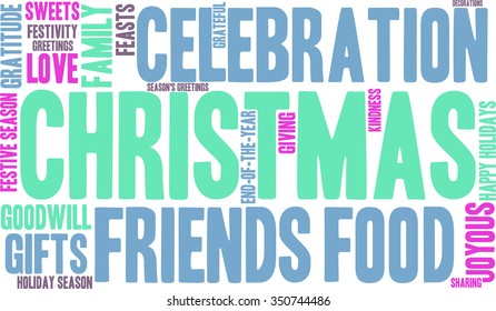 Christmas word cloud on a white background. 