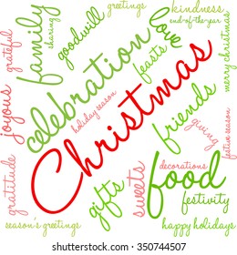 Christmas word cloud on a white background. 