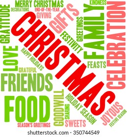 Christmas word cloud on a white background. 