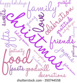 Christmas word cloud on a white background. 