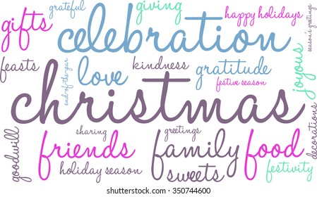 Christmas word cloud on a white background. 