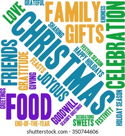 Christmas word cloud on a white background. 