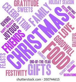 Christmas word cloud on a white background. 