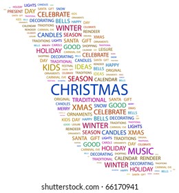 CHRISTMAS. Word collage on white background. Vector illustration.