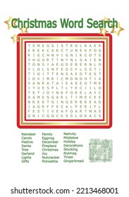 Christmas Word Search Puzzle with Answers, Party Game, Stocking Filler, Promo, Promotion, Last Minute Gift, Christmas Activity for Kids and Adults