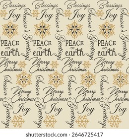 Christmas Wordings Peace Joy with Snowflakes