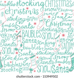 Christmas words and stockings seamless pattern