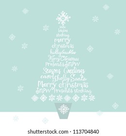 Christmas words within tree - vector illustration