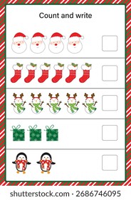 Cuente y escriba el diseño de la hoja de cálculo de Navidad