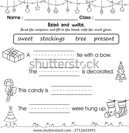 Christmas worksheet for kids : read and write the sentence.