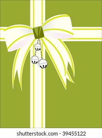 Christmas wrap bow with bells and ribbon