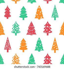 Christmas wrapping paper design - seamless Christmas tree background vector.