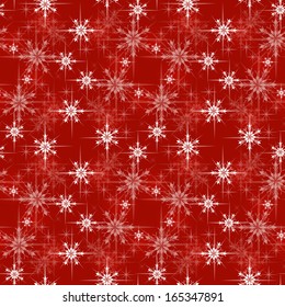 Christmas Wrapping Paper Pattern, Red Background With Snowflakes