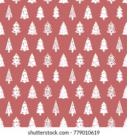 Christmas wrapping paper pattern - seamless Christmas tree background vector.