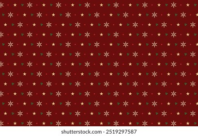 Christmas Wrapping Paper Seamless Illustration. Holiday Seamless Vector Pattern Christmas Elements Snowflakes Background. Hand Drawn. Simple Design For Textile, Wallpaper, Fabric Prints Or Wrapping