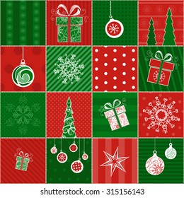 Christmas Wrapping Paper. Seamless Pattern For Your Christmas Design. Red And Green Boundless Background. 