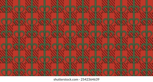 Christmas Wrapping paper template design. Seamless pattern with Christmas gift box. Holiday ornament. Vector illustration for wrapp textile wall print and decor. EPS 10 Editable stroke	
