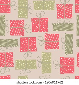 Christmas wrapping seamless pattern retro style vector art