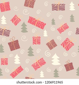 Christmas wrapping seamless pattern retro style vector art