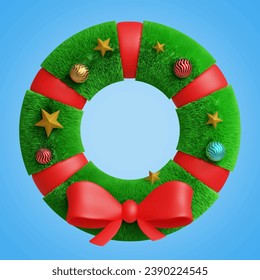 christmas wreath 3D vector icon set, on a blue background
