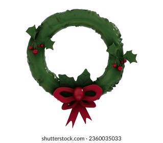 Christmas Wreath 3d vector on a white background