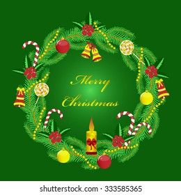 Christmas wreath. Abstract vector illustration